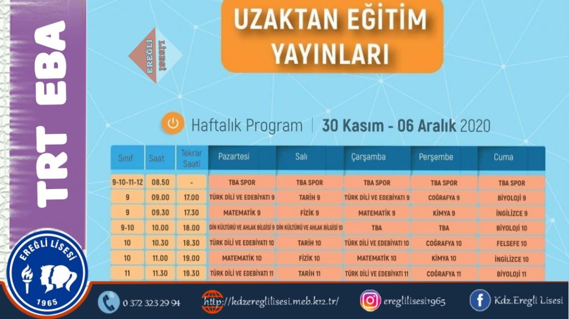 TRT EBA YENİ HAFTANIN PROGRAMI (30 KASIM - 06 ARALIK)